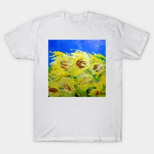 The wind in the sunflowers. T-Shirt